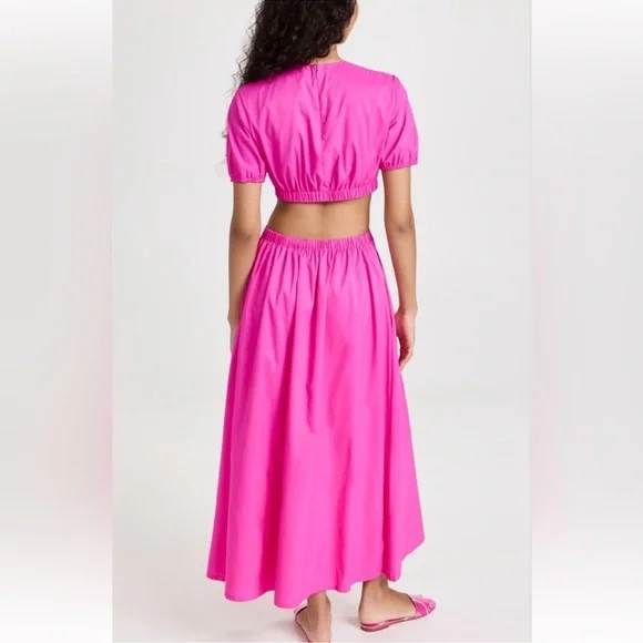NEW Staud Calypso Cutout maxi Dress Bougainvillea Pink sz L - Picture 3 of 10